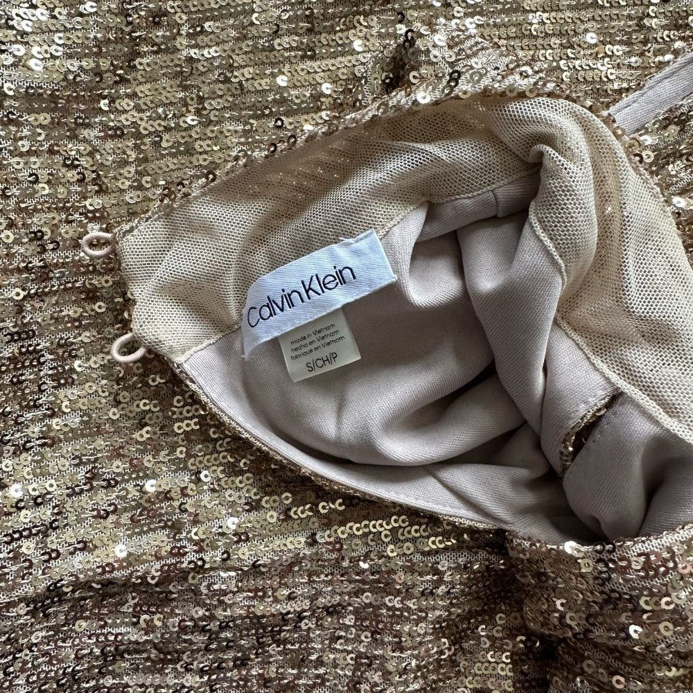 CALVIN KLEIN Womens Sequined Sleeveless Mock Neck Party Party Top - Picture 6 of 6